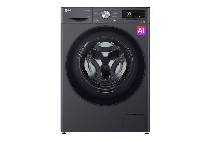 Lavadora LG wd12mvc5s6, vista lateral izquierda completa.